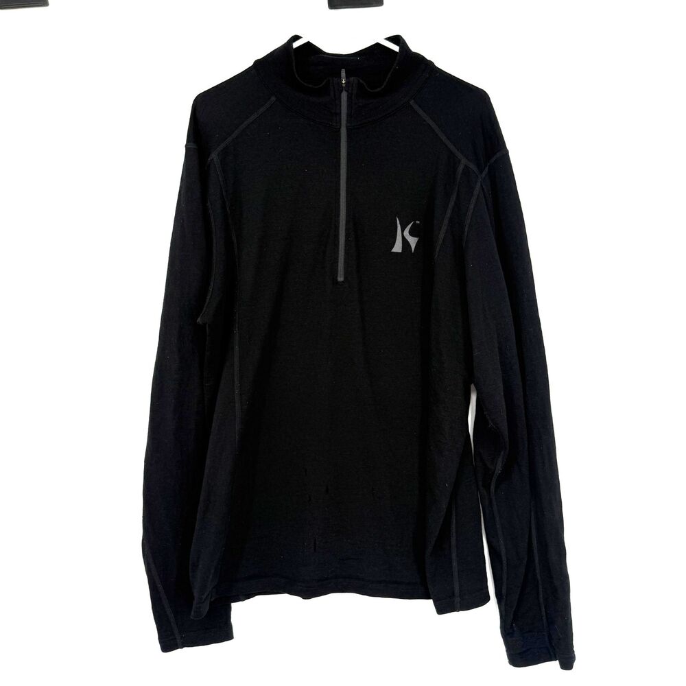 KILLIK 100% Merino Wool Shirt Long Sleeve Baselayer Black Thermal Men Size XL